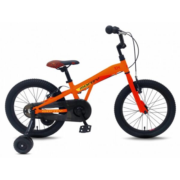 Bicicleta infantil de 18" con cuadro de aleación 6061-T6 y horquilla de acero. Diseñada para pequeños ciclistas, con una única velocidad, frenos V-brake delanteros y traseros, y llantas de aleación de 18". Con componentes robustos como el manillar de Hi-ten y el sillín Selle Royal, ofrece seguridad y confort para los primeros pedaleos.