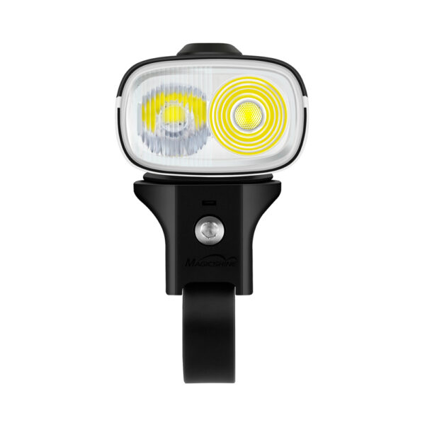 "Luz delantera Magicshine Ray 1600B con diseño compacto, doble LED de alta potencia y mando inalámbrico. Ideal para ciclismo urbano, de carretera y montaña."