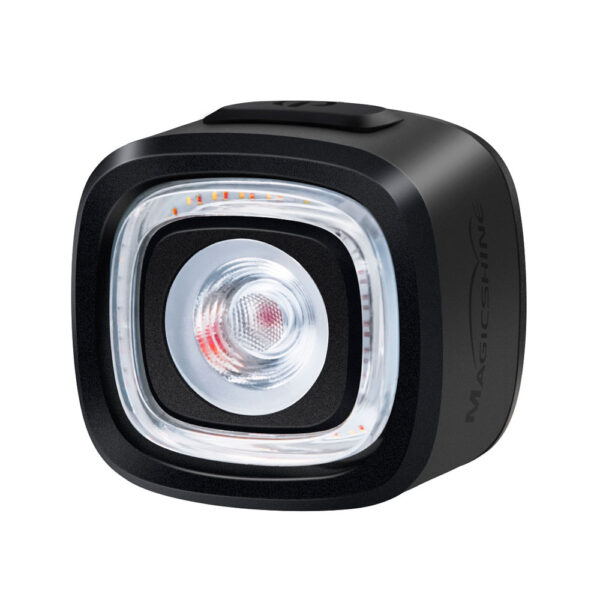 "Luz trasera Magicshine Seemee 150 V2.0, compacta y potente, con 150 lúmenes, ángulo de visibilidad de 260°, sensores inteligentes y modos adaptativos para el día y la noche."