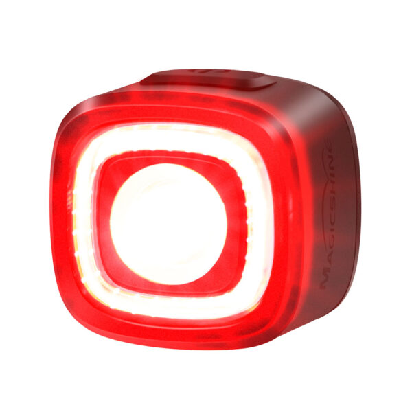"Luz trasera Magicshine Seemee 150 V2.0, compacta y potente, con 150 lúmenes, ángulo de visibilidad de 260°, sensores inteligentes y modos adaptativos para el día y la noche."
