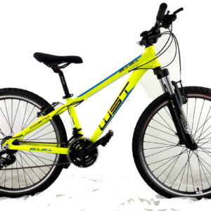WST Cosmo 26" 21 Velocidades Amarilla: Bicicleta de montaña con cuadro robusto, ruedas de 26 pulgadas, 21 velocidades y frenos de calidad, ideal para ciclistas principiantes y aventureros urbanos. Diseño en color amarillo, perfecta para disfrutar de senderos y caminos urbanos.