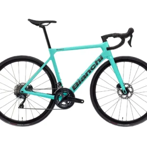 "Bicicleta Bianchi Sprint Disc Carbon Monocoque con cuadro de carbono, grupo Shimano 105 Di2, y ruedas Velomann VR30, diseñada para alto rendimiento y estilo."