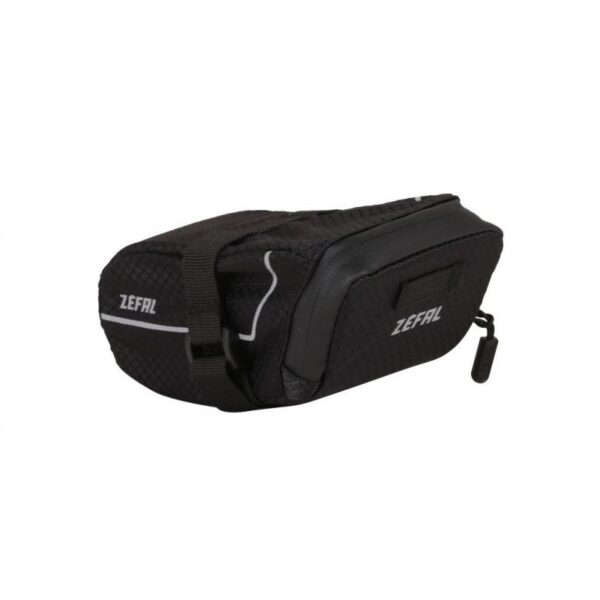 ZEFAL Bolsa de sillín Z Light Pack XS. Sujeción con correas, al soporte del sillín - no a la tija del sillín . Material: poliéster hidrófugo 420 D RIPSTOP, cremallera impermeable, logo reflectante . Peso: aprox. 34g.