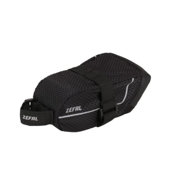 ZEFAL Bolsa de sillín Z Light Pack XS. Sujeción con correas, al soporte del sillín - no a la tija del sillín . Material: poliéster hidrófugo 420 D RIPSTOP, cremallera impermeable, logo reflectante . Peso: aprox. 34g.