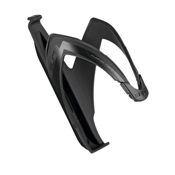 "Portabidón Custom Race Plus de fibra de vidrio lacado, con caucho elastómero ajustable, adecuado para cualquier tipo de cuadro y bidón, ideal para terrenos irregulares y descenso."