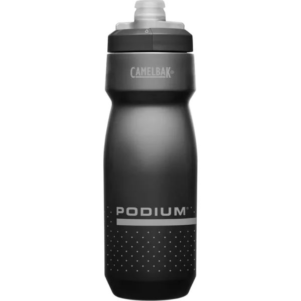 Botella CamelBak Podium 710ml con tapa autosellante, fácil de apretar, libre de BPA, ideal para ciclismo y deportes.