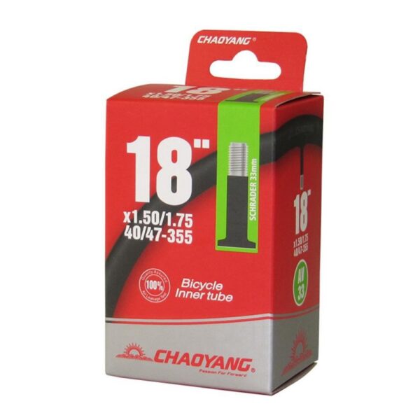 La 🛞 Cámara Chaoyang 18x1.50/1.75 AV es la elección perfecta para mantener tu bicicleta 🚲 en óptimas condiciones. Compatible con neumáticos de 1.50 a 1.75, ofrece una gran durabilidad y resistencia 💪. Su válvula AV asegura un inflado fácil y rápido 🔧, ideal para que sigas disfrutando de tus rutas con total seguridad. ¡No dejes que los pinchazos te detengan! 🌟