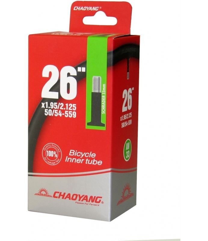 La 🛞 Cámara Chaoyang 26x1.75/2.125 V. Schrader es la opción ideal para tu bicicleta de 26″ 🚲. Compatible con neumáticos de 1.75 a 2.125, esta cámara ofrece gran resistencia y durabilidad 💪. Su válvula Schrader garantiza un inflado fácil y rápido 🔧, perfecto para cualquier ruta. ¡Mantén tu bici siempre lista y disfruta de cada pedaleo con total confianza! 🌟