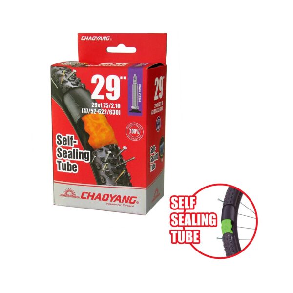 La 🛞 Chaoyang Sellante GEL 29x1.75/2.10 válvula fina Presta FV40 es la cámara perfecta para mantener tu bicicleta 🚲 protegida contra pinchazos. Compatible con neumáticos de 1.75 a 2.10, su innovador sellante GEL ayuda a prevenir daños y mejora la durabilidad 💪. Con válvula fina Presta de 40 mm, garantiza un inflado rápido y preciso 🔧. ¡Disfruta de tus rutas sin interrupciones y con mayor seguridad! 🌟