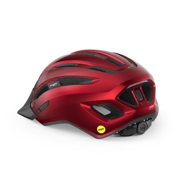Casco MET Downtown MIPS rojo brillante, protección avanzada MIPS-C2, ventilación óptima, ajuste trasero preciso, comodidad antialérgica, detalles reflectantes, casco ligero y elegante para ciclismo urbano y recreativo.