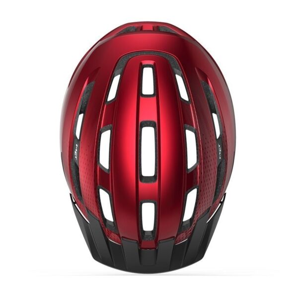 Casco MET Downtown MIPS rojo brillante, protección avanzada MIPS-C2, ventilación óptima, ajuste trasero preciso, comodidad antialérgica, detalles reflectantes, casco ligero y elegante para ciclismo urbano y recreativo.