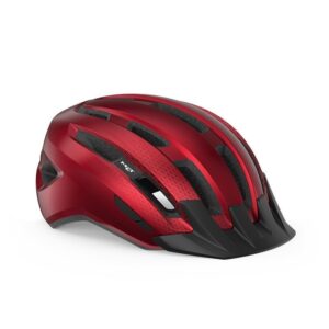 Casco MET Downtown MIPS rojo brillante, protección avanzada MIPS-C2, ventilación óptima, ajuste trasero preciso, comodidad antialérgica, detalles reflectantes, casco ligero y elegante para ciclismo urbano y recreativo.