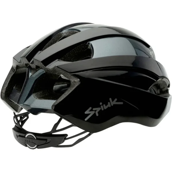 "Casco Spiuk Korben en color negro, diseñado para ciclismo de carretera y triatlón, con diseño aerodinámico, arquitectura Airflow y ajuste de precisión Spiuk® X1."