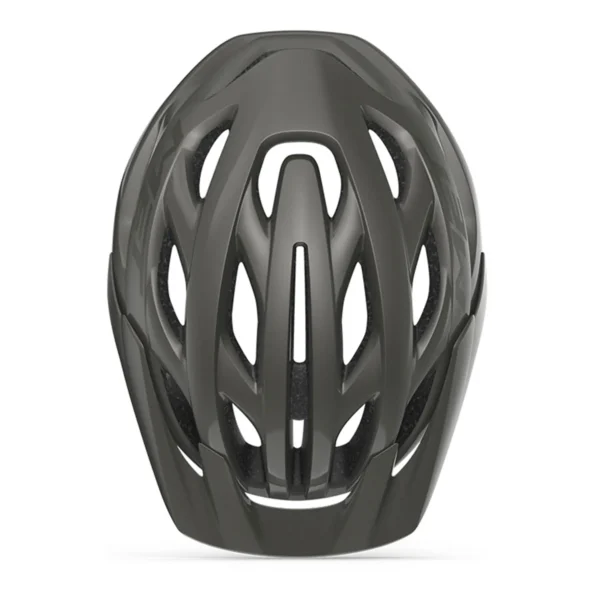 "Casco MET Veleno en color titanio metálico, diseñado para MTB, gravel y carretera, con ventilación avanzada, ajuste ergonómico y perfil trasero extendido."