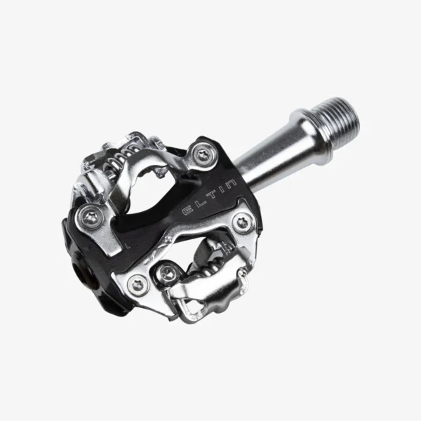 "Pedales MTB automáticos Eltin compatibles con SPD, diseño resistente y funcional, ideales para ciclismo de montaña, incluyen calas."