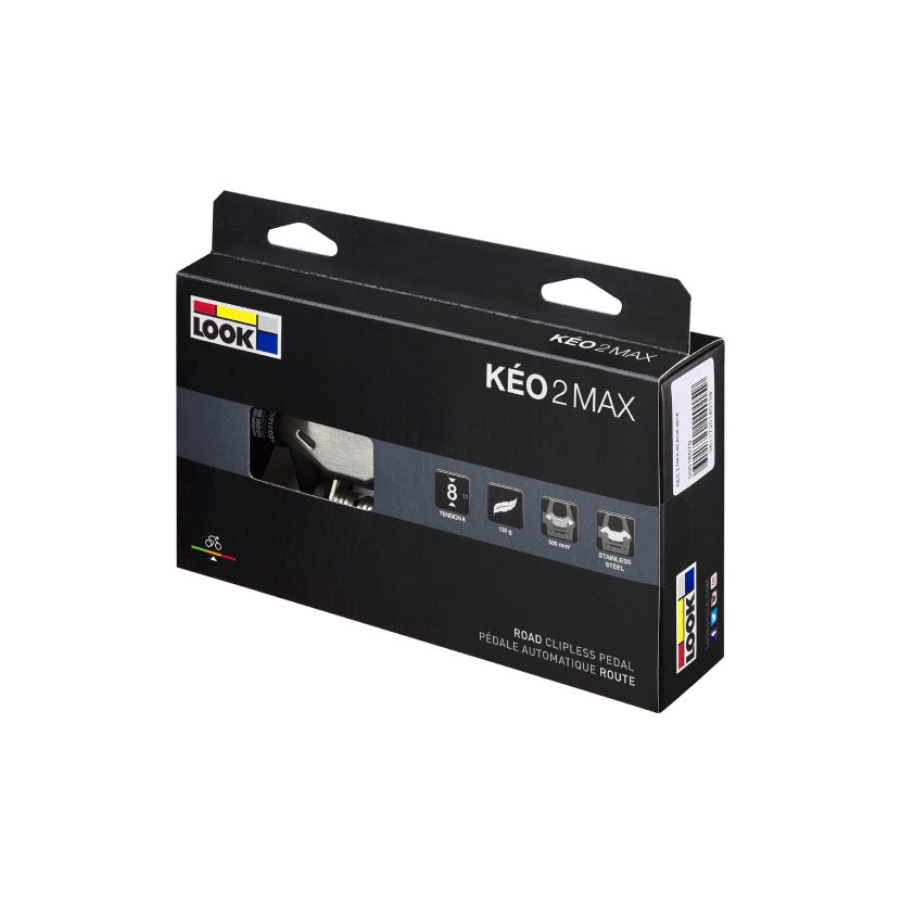 Pedales Look Kéo 2 Max Granfondo, con cuerpo de composite, eje de Chromoly, lámina de acero inoxidable y superficie de contacto optimizada, ideales para ciclismo de carretera.