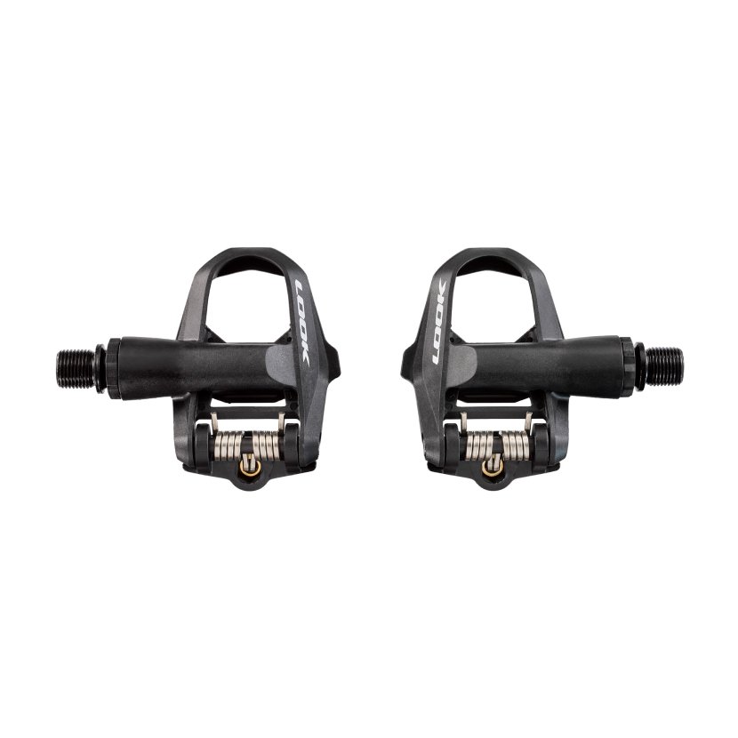 Pedales Look Kéo 2 Max Granfondo, con cuerpo de composite, eje de Chromoly, lámina de acero inoxidable y superficie de contacto optimizada, ideales para ciclismo de carretera.