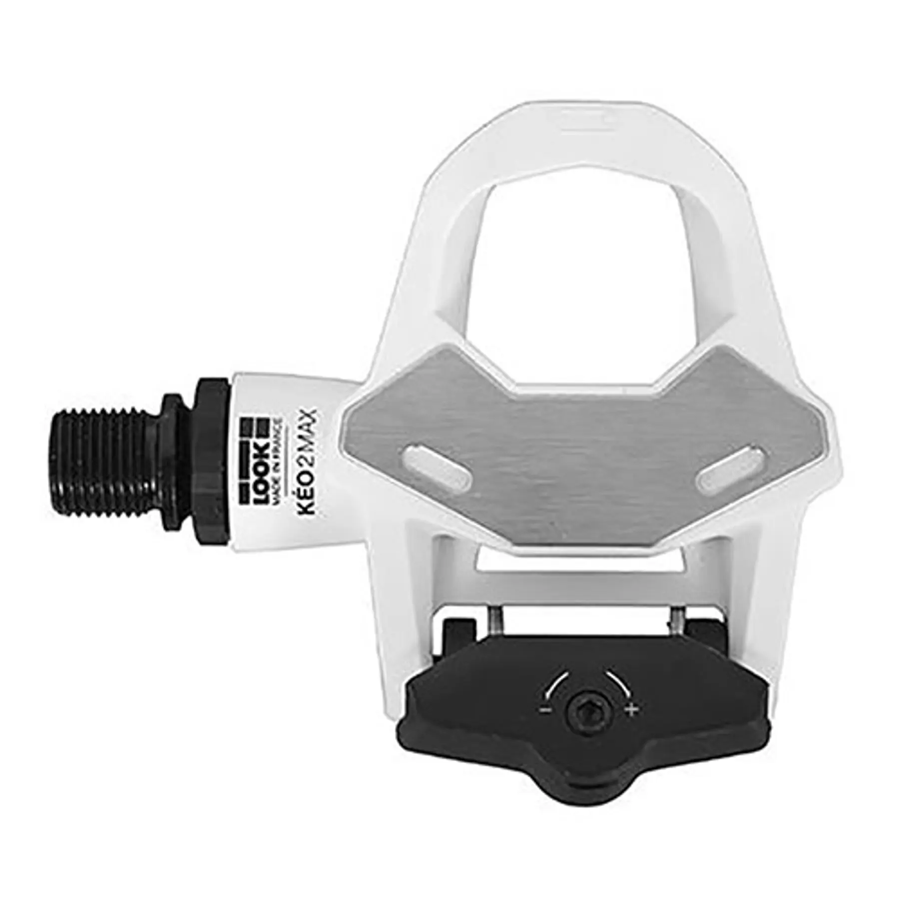 Pedales Look Kéo 2 Max 2018 negros, con cuerpo de composite, eje de Chromoly+, lámina de acero inoxidable, ajuste de tensión y superficie de contacto de 500 mm², ideales para ciclismo de carretera.