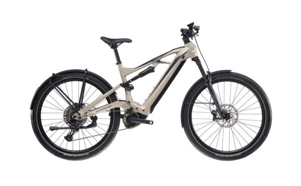 Bicicleta eléctrica Bianchi e-Vertic FT-Type con motor Bosch Performance Line CX, batería Bosch Powertube 750Wh, suspensión RockShox y transmisión Sram SX Eagle