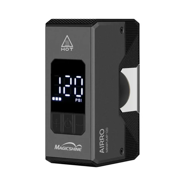 Compresor eléctrico compacto y ligero (145 g) con motor brushless, precisión ±1,5 PSI, hasta 120 PSI y carga rápida USB‑C. Incluye adaptadores Presta/Schrader, bolsa y accesorios—ideal para inflar sobre la marcha.