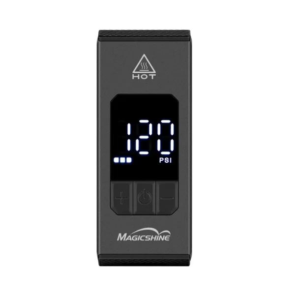 Compresor eléctrico compacto y ligero (145 g) con motor brushless, precisión ±1,5 PSI, hasta 120 PSI y carga rápida USB‑C. Incluye adaptadores Presta/Schrader, bolsa y accesorios—ideal para inflar sobre la marcha.