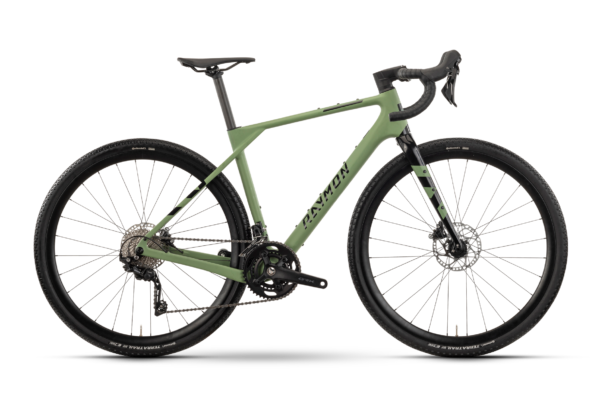 Raymon Soreno 2025 bicicleta gravel carbono verde con Shimano GRX 20 velocidades y ruedas 28" – perfecta para rutas largas y aventura