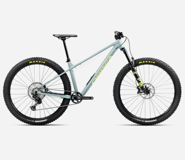 Orbea Laufey H-LTD 2025 bicicleta MTB de aluminio, equipada con horquilla Fox 34, transmisión Shimano SLX/XT 1x12, frenos hidráulicos M6120 y ruedas Race Face AR 30c Tubeless Ready, diseñada para senderos técnicos y descensos exigentes.