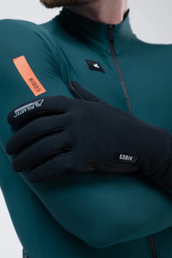 Guantes Gobik Polartec Bora 2.0 True Black para ciclismo de invierno, impermeables, transpirables y cortaviento.