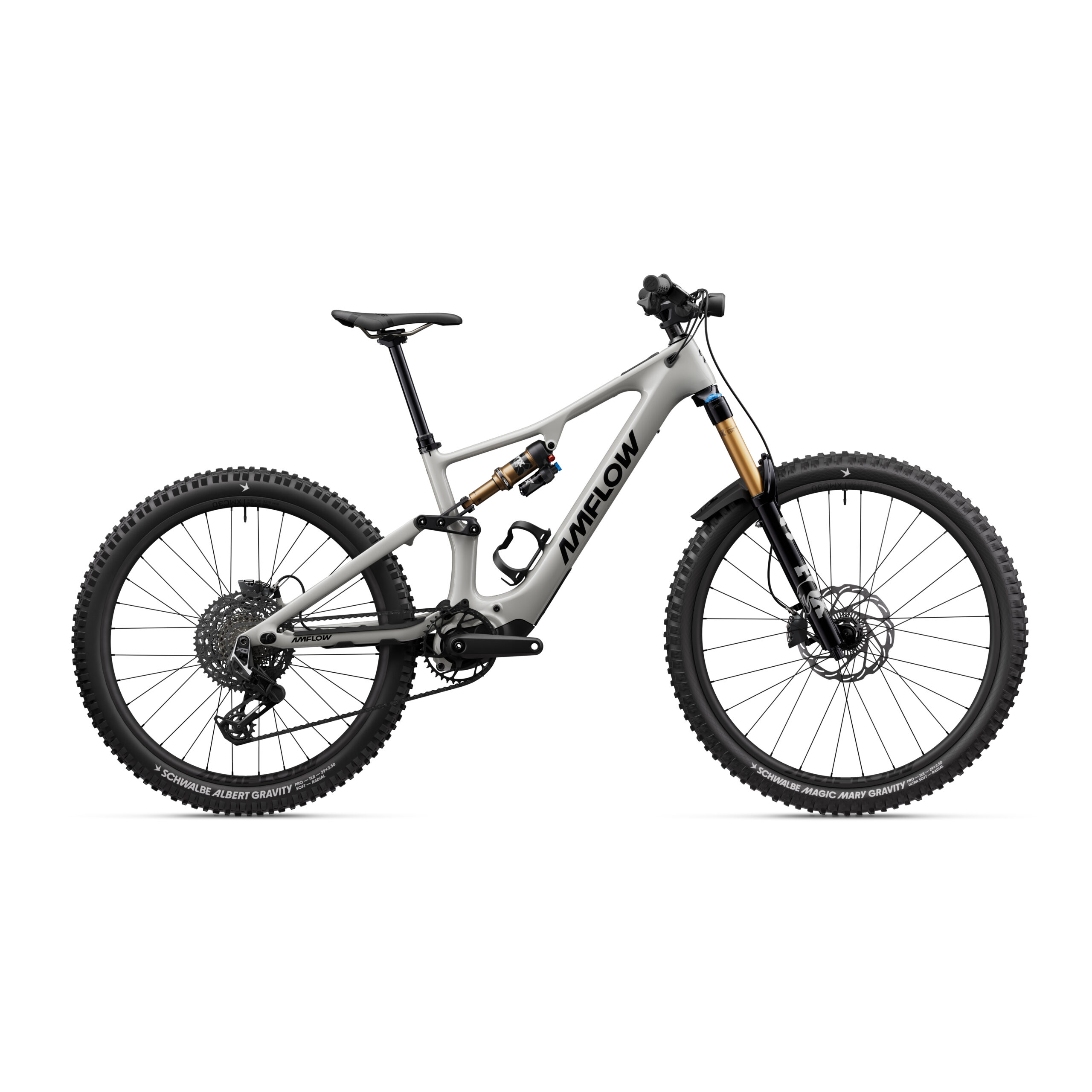 Bicicleta eléctrica Amflow PX Carbon 700 Wh enduro con motor Avinox M2S 150 Nm y suspensiones FOX